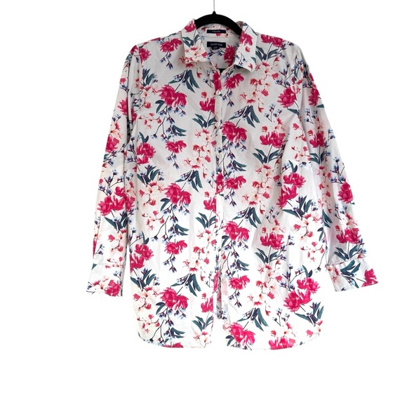 Lands End Floral Pink and White Button Down 18W - Picture 3 of 9